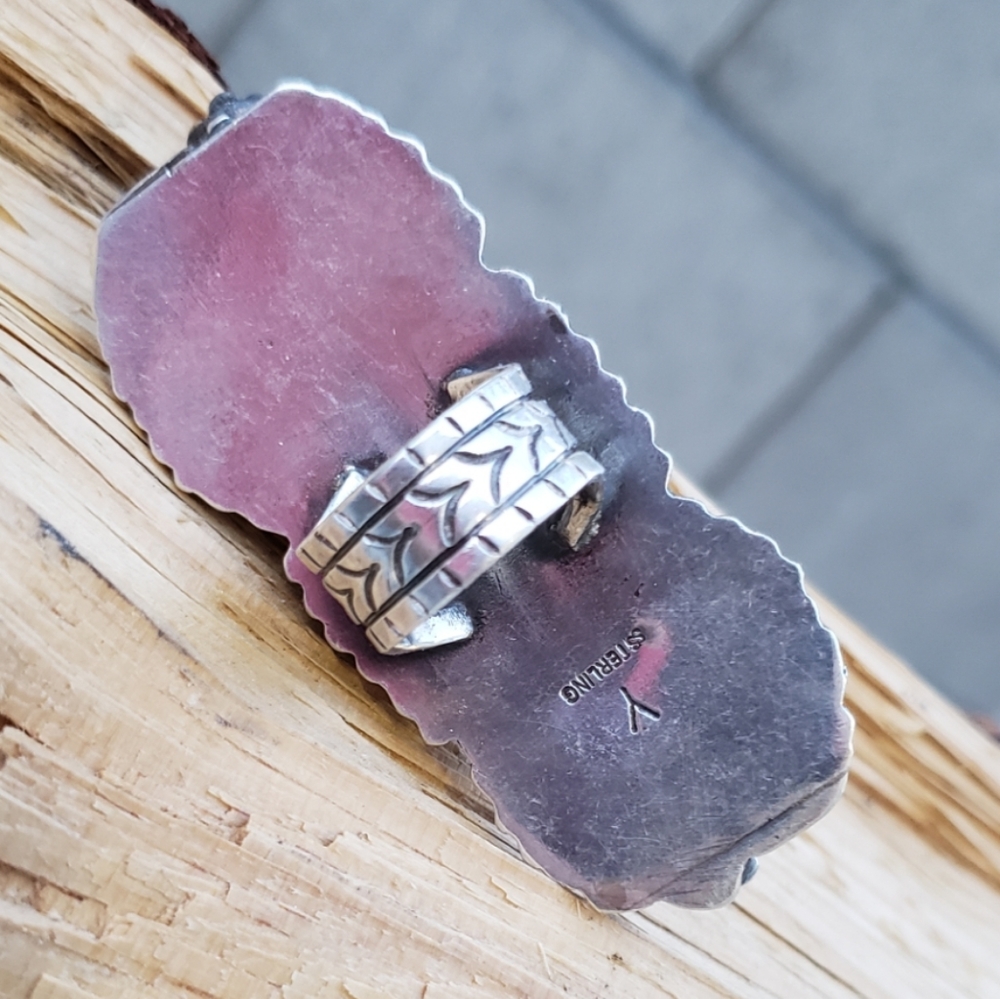 SOLD HUGE Labradorite Sterling Silver Ring Sz 7.25 - Picture 5 of 10